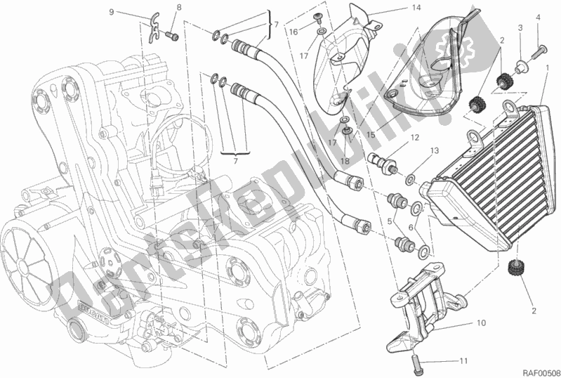 Tutte le parti per il Radiatore Dell'olio del Ducati Diavel FL Thailand-Brasil 1200 2015
